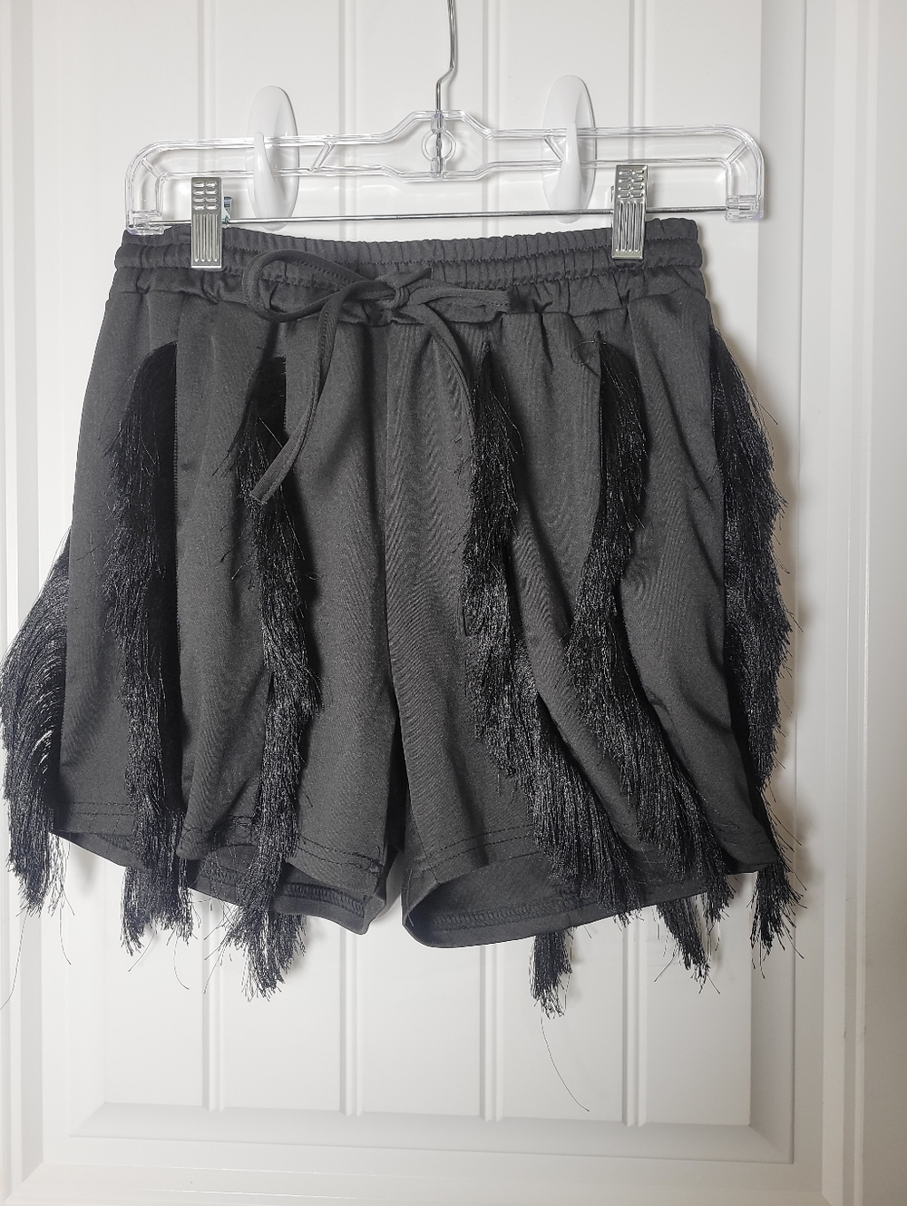 Black Fringe Detail Women's Shorts by Love J Size Medium